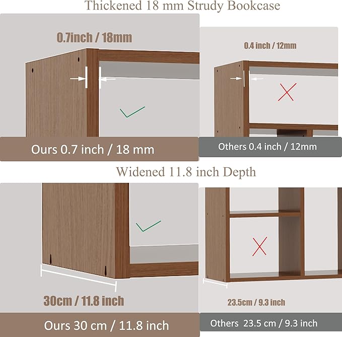 BLANKSPACE 71" H Large Bookcase with 6 Open Shelves & 2 Foldable Baskets - Heavy Duty Storage Bookshelf for Home Office, Living Room, Freestanding Organizer, Yili Oak