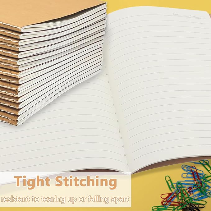 30 Pack Kraft Notebook Lined A5 Soft Cover Kraft Notebooks Journals Writing Diary Subject Notebooks 30 Sheets 60 Pages for Traveler Journal School Office Supplies