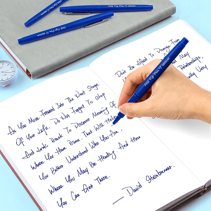 Lelix Felt Tip Pens - 60 Blue Pens, 0.7mm Medium Point, Perfect for Journaling, Writing, Note Taking, Planner, Art, Office & School Supplies