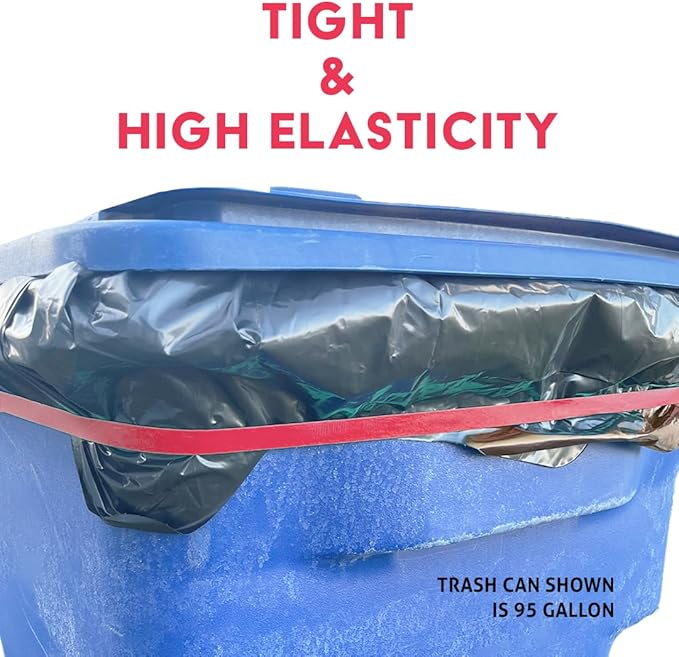 Rubber Bands for 95-96 Gallon Trash Cans - Industrial Strength and Grip - Pro Value - 6 Pack - Red