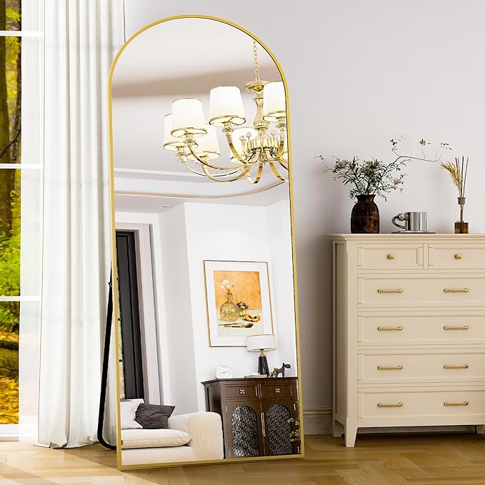 HARRITPURE 28" x 71" Full Length Mirror - Aluminum Alloy Frame Full Body Mirror - Gold Extra Large Floor Mirrors for Bedroom, Living Room, Bathroom