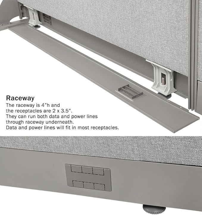 GOF Freestanding L Shaped Office Partition, Large Fabric Room Divider Panel, 36" D x 96" W x 48" H