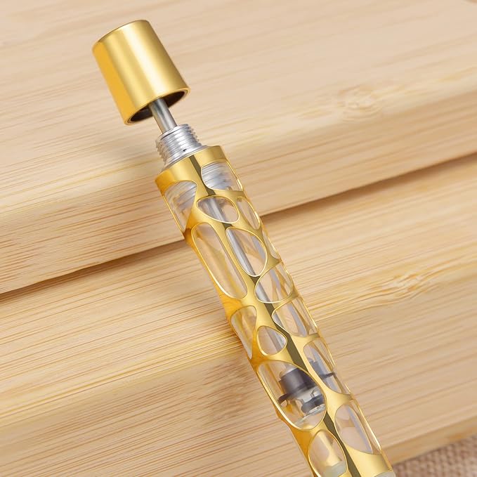 Asvine V169 Vacuum Filling Fountain Pen Medium Nib, Water Drop Skeleton Gold Trim Transparent Clear Acrylic Pen Case Set