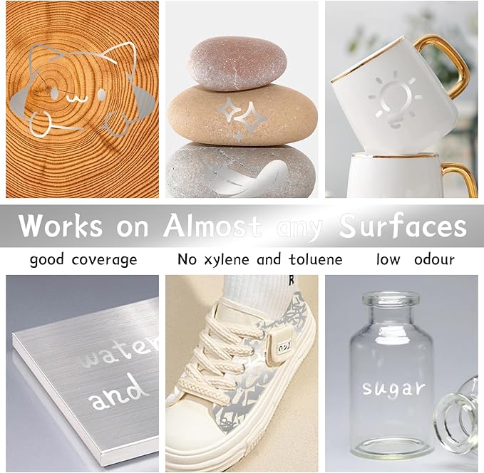 Silver Paint Pens Paint Markers Permanent Markers Oil Based for Metal Wood, Metal, Car Tyre,Wood, Plastic, Rock Painting, Glass, Craft Supplies,Waterproof