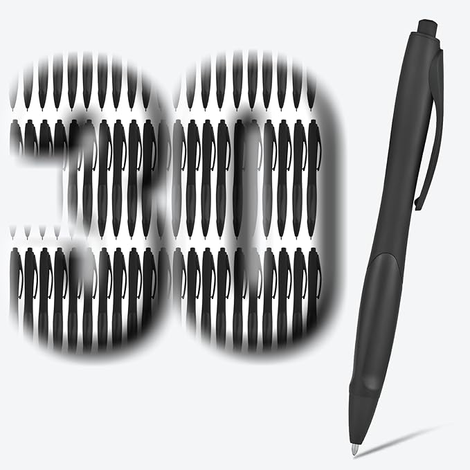 BallPoint Pens, 30 Pack (BLACK Ink),Bulk Pens, Black Barrel,Click Pens for Office Home and School, Retractable Ballpoint Pens, Medium Point, 1.00MM (Black)
