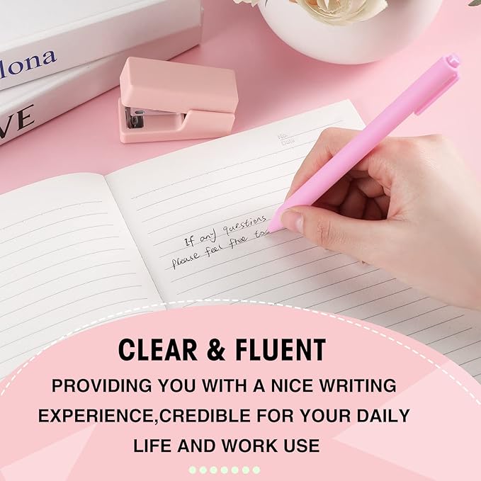 Fulmoon 50 Pcs Ballpoint Pens Bulk Retractable Comfortable Writing Pens Cute Back to School Supplies in Medium Point 1.0 mm for Teacher Student Bridal Shower Baby Shower (Light Pink)