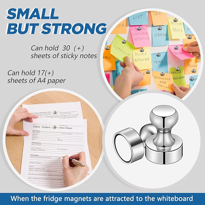 LOVIMAG Magnets for Whiteboard, 40pcs Strong Refrigerator Magnets, Neodymium Fridge Magnet,Small Push Pin Magnets for Whiteboard, Fridge, Office, Classroom and Map Magnets