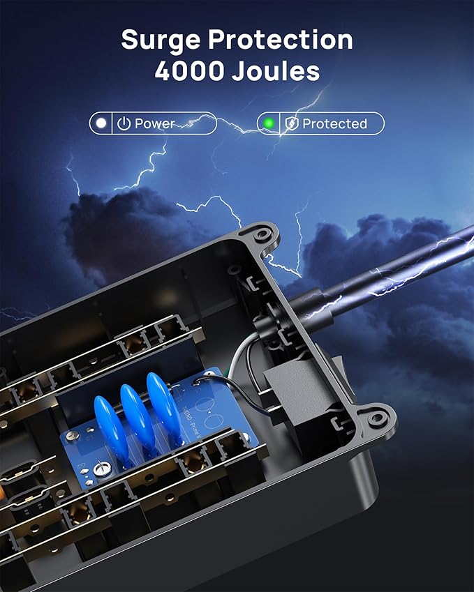 TROND 360° Rotating Flat Plug, Surge Protector Power Strip, 13AC Widely Spaced Outlets Expansion with 3 USB C Ports, 4000J, 10ft Extension Cord Heavy Duty, Wall Mount, Under Desk, ETL Listed, Black