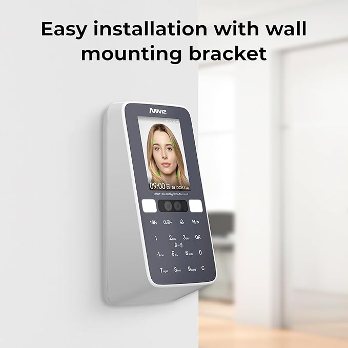 ANVIZ Time Clocks for Employees Small Business - CX5 Clock in and Out Machine - Face + RFID + Pin - Door Access - Biometric Electronic Punch Machine - Forever Free Cloud Software