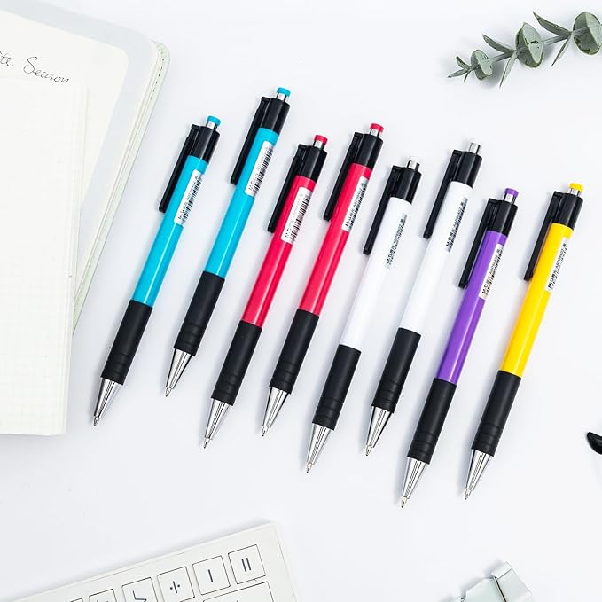 M&G 8 Pcs Retractable Ballpoint Pens, 0.7mm Medium Point Black Ink Ballpoint Pens Smooth Writing Large Capacity Pens for School & Office