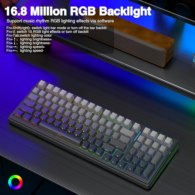 AULA F99 Pro Wireless Mechanical Keyboard,Hot Swappable Custom Keyboard,RGB Backlit,Pre-lubed Linear Switches,Side Printed PBT Keycaps,2.4GHz/USB-C/BT5.0 Mechanical Gaming Keyboards
