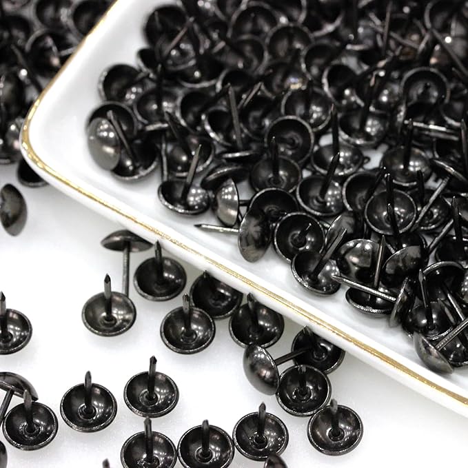 500Pcs Upholstery Tacks, BetterJonny Decorative Furniture Nails Pins 17X11MM Black Metal Thumb Tacks for Upholstered Furniture Cork Board, Home Decor