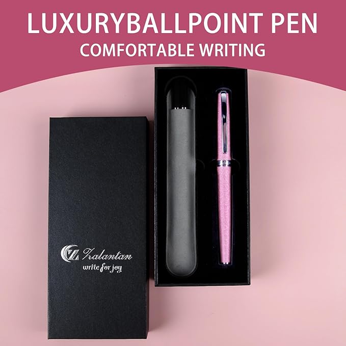 Nice pens,luxury pen with cace,fancy pens Ballpoint Pen Smooth writing experience stylish design effortless writing executive pen-Gift Box with 0.5mm Black Extra 2 Refill (Pink)