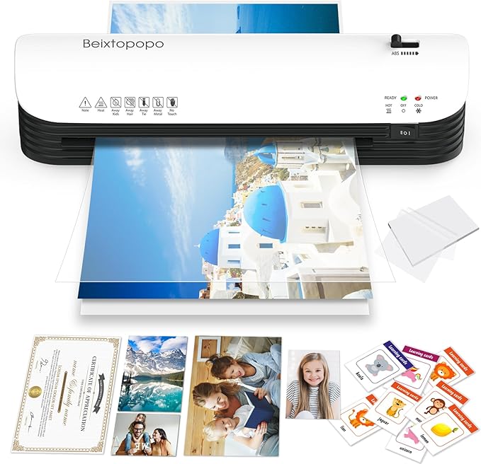 Thermal Laminator, 8.5x11 Laminator, 9 Inch Laminater Machine with 12 Laminating Sheets, A4/A5/A6 Personal Hot Cold Laminating Machine for Home School Teachers Office, Anti-Jam
