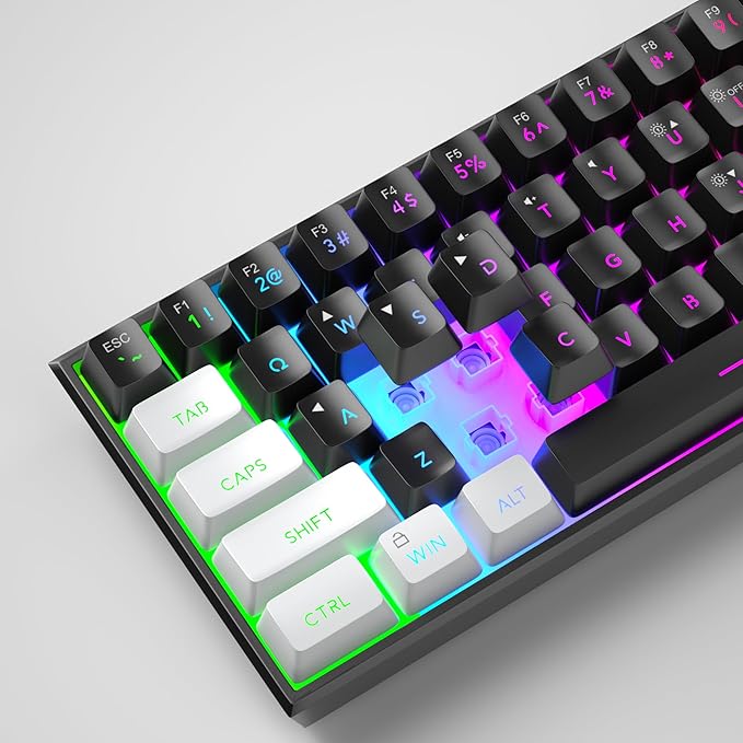MageGee Mini 60% Gaming Keyboard, RGB Backlit 61 Key Ultra-Compact Keyboard, TS91 Ergonomic Waterproof Mechanical Feeling Office Computer Keyboard for PC, MAC, PS4, Xbox ONE Gamer(White Black)…