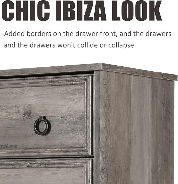 LGHM Modern 4 Drawer Dresser, Dressers for Bedroom, Tall Chest of Drawers Closet Organizers and Storage for Clothes - Easy Pull Handle, Textured Borders Drawers for Living Room, Hallway, Gray