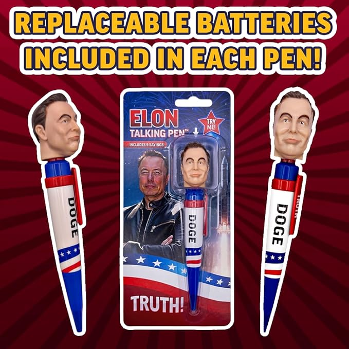 Talking Elon Musk Doge Pen - Speaks Multiple Authentic Voice Recordings - Collectible Presidential Pen - Funny Political Gag Gift or Innovation Birthday Gifts for Men, Dad & Fathers