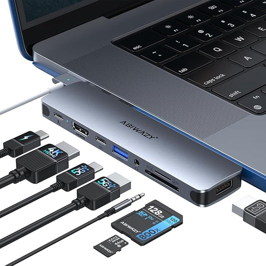 USB C Adapter HDMI USB Multiport Hub,8 in 2 Accessories with 4K@60hz HDMI,Thunderbolt 3,USB C and 3 USB A 3.0 Data Ports SD TF Card Reader, Audio (Grey)