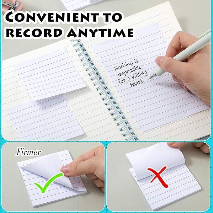 Yexiya 64 Pcs Lined Sticky Notes Self Stick Notes with Lines Bright Assorted Colors Sticky Pad for Home Office Products Post Memos, 1920 Sheets(3 x 3 Inch, 4 x 6 Inch,Mixed Color)