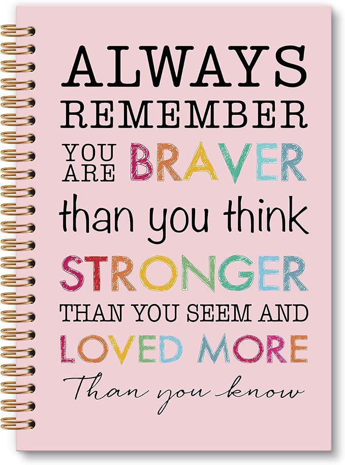 Inspirational Motivational Notebook Journal, Inspirational Gifts Spiral Notebook, You are Brave Motivational Notebooks Gifts for Women, Positive Gifts School Office Supplies, 6x8.2In（Pink）
