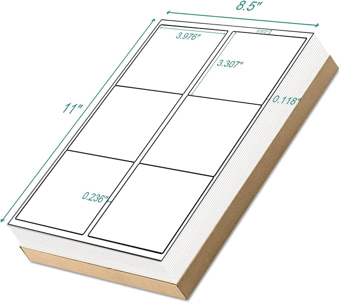 Coopaty 200 Sheets FBA Adderss Labels, 6 per Sheet 3-1/3" x 4" Label Stickers for Laser & Inkjet Printers, 6 Up Shipping Labels, 1200 Printable White Sticker Paper