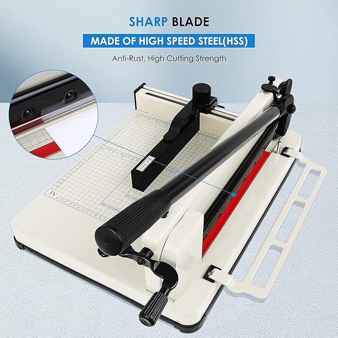 FAHKNS 12" Heavy Duty Guillotine Trimmer Paper Cutter,Cortadora de Papel 400 Sheets Paper Trimmer with Double Safety Protection Durable HSS Blade for Cutting Paper