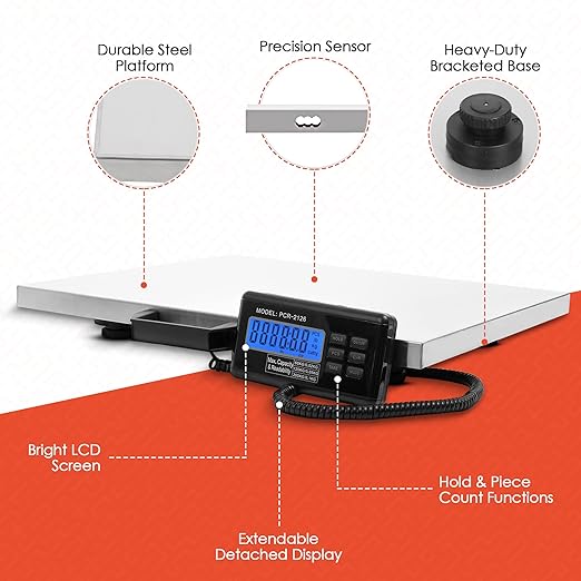 Houseables Shipping Scale, Platform Scale, Industrial, Heavy Duty, 400 LB, Weight Machine for Luggage, Packages, Postal, Floor, Commercial, Package, Business, Weighing, Large Platform, Digital, 22x18