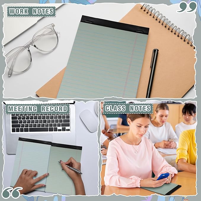Lincia 24 Pcs 12 Pcs 5" x 8" Small Legal Pads Colored Lined Note Pads Narrow Ruled Writing Notepads 50 Sheets Per Micro Paper Notebook Lined and Perforated for College Office Supplies (Fresh Colors)