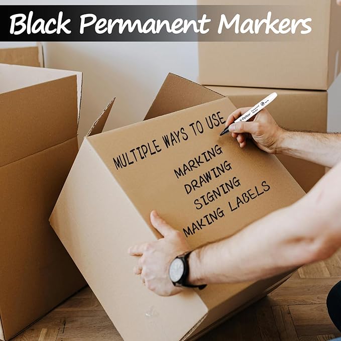 V-Opitos 30 Pack Black Permanent Markers, Bulk Fine Point Waterproof Markers Pens, Durable, Quick-Drying Marker, Ideal Stationery Supplies for Schools, Homes and Offices