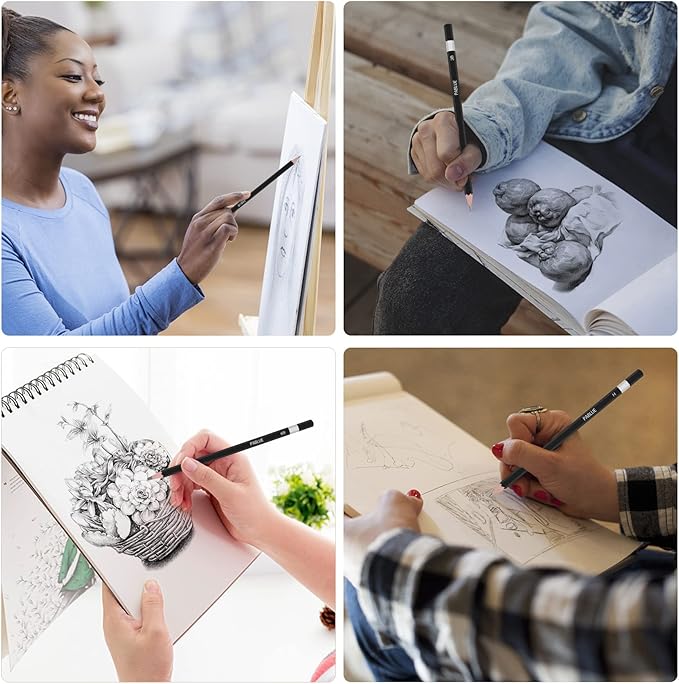 Professional Triangular Drawing Sketching Pencil Set,6H,4H,2H,H,HB,F,B,2B,3B,4B,6B,8B,10B,12B Graphite Shading Pencils for Beginners,ProArtists,Drawing,Drafting,Sketching,Shading(14 Pcs)