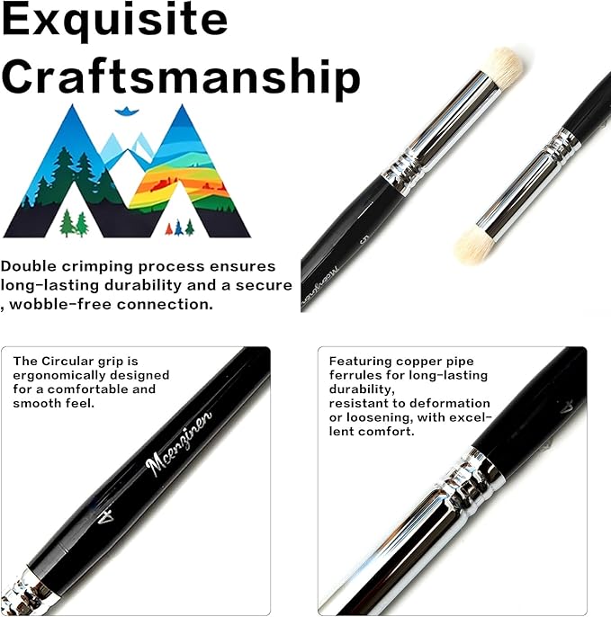 6 Pieces Exquisite Detail Paint Brush Set with Copper Tube and Special Double - Wire - Binding Process,Birch Wood Pen,Circular Grip. Suitable Oil,Watercolour,Acrylic,Digital Painting