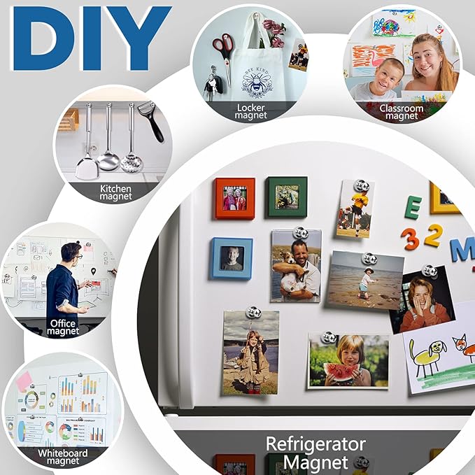 LOVIMAG 25Pcs Magnetic Paper Clip Dispenser Holder for Whiteboard, Strong Magnets Fridge Magnets Adult, Small Push Pin Magnet for Whiteboard, Office, Classroom, Map, Thumb Tacks Magnet