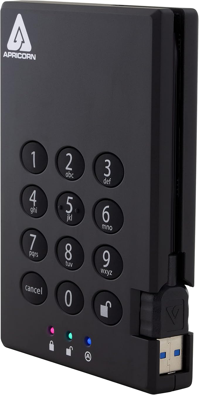 Apricorn 2TB Aegis Padlock USB 3.0 256-Bit AES XTS Hardware Encrypted & Aegis Secure Key 3 NX 64GB 256-bit Encrypted FIPS 140-2 Level 3 Validated Secure USB 3.0 Flash Drive, ASK3-NX-64GB, black