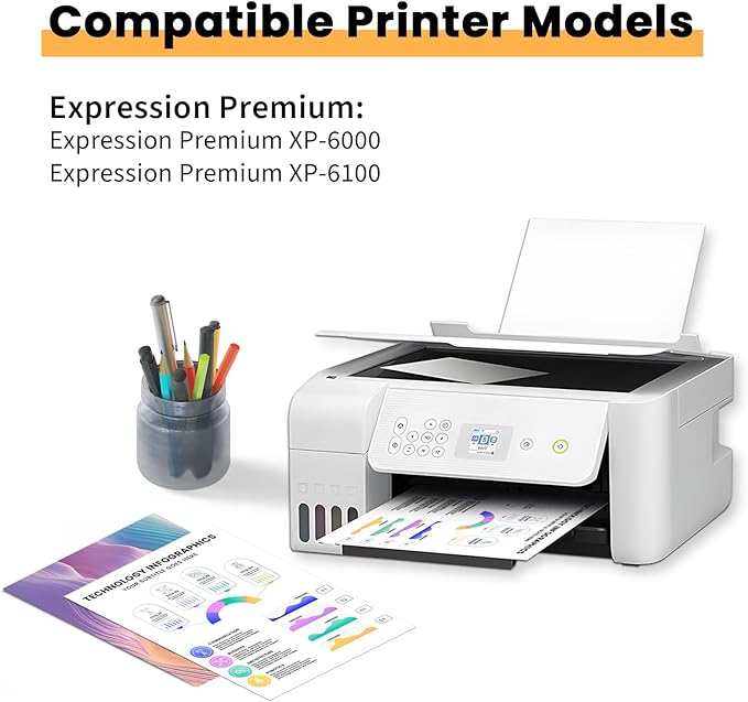 Remanufactured Ink Cartridge Replacement for Epson 302XL Ink Cartridges Multipack 302 XL T302 T302XL Compatible with Epson XP-6100 XP6100 XP-6000 XP6000 Printer(5 Pack, PBK/BK/C/M/Y)