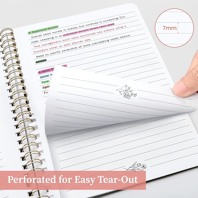 Taja Aesthetic Set of 3 Spiral Notebook for Work, A5 Cute Pretty Lined Journal for Women & Writing, College Ruled Journaling Notebooks, Perfect for School & Office Supplies - Wild Garden