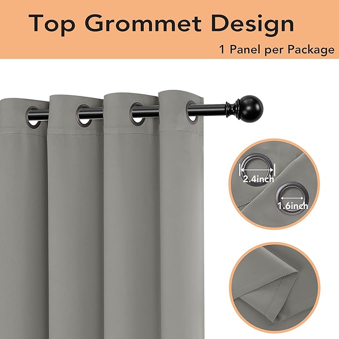 BONZER Room Divider Curtain Total Privacy Wall Wide Grommet Room Darkening Curtains for Patio Sliding Glass Door, 84L x 70W Inch (7L x 5.8W ft), 1 Panel, Silver