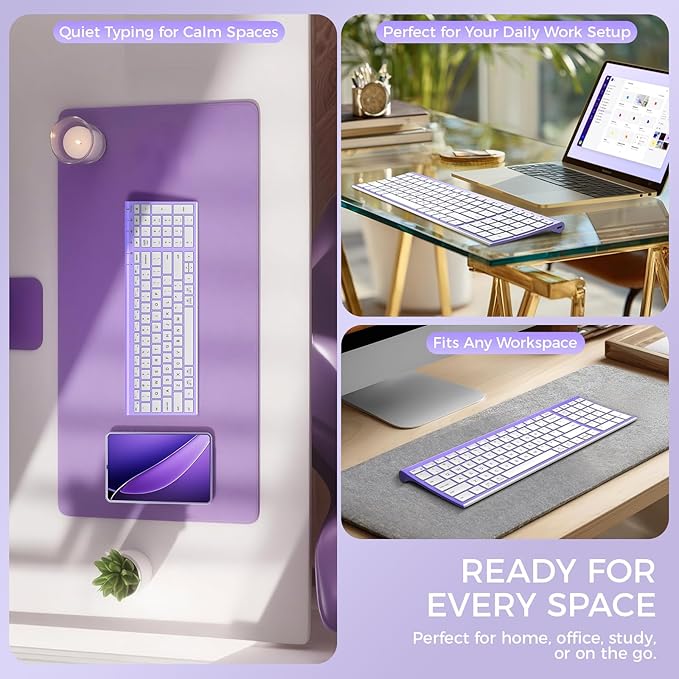 iClever Bluetooth Keyboard Quiet Typing Multi-Device USB-C Rechargeable – Slim Wireless Keyboard for Mac Windows iPad Office