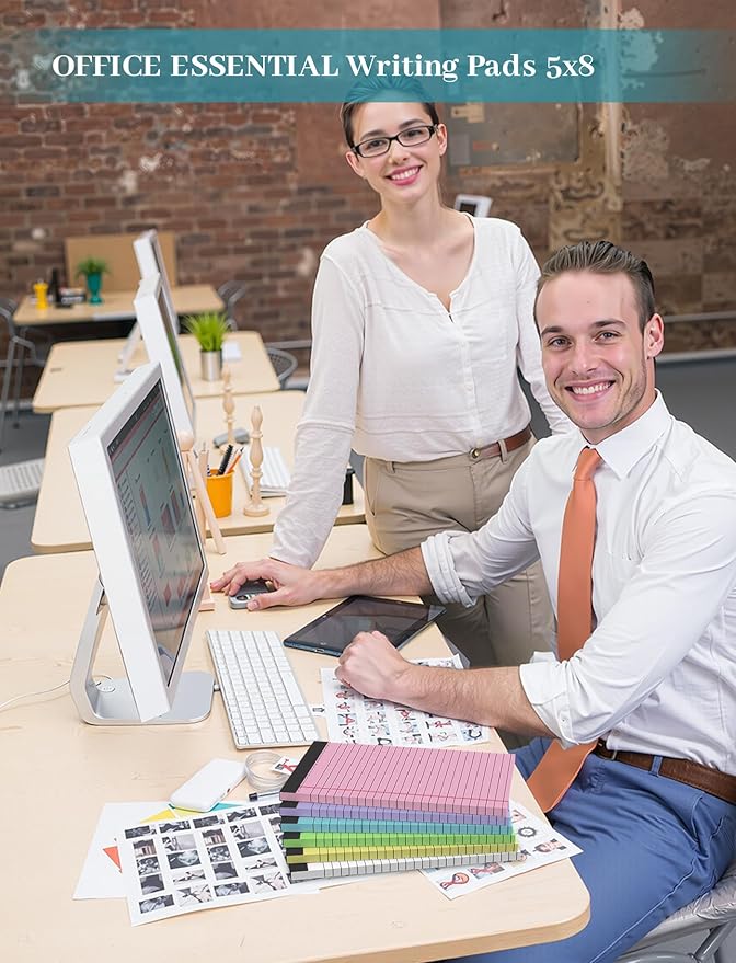 Colored Note Pads 5x8, 48 Pack Pink Small Legal Pads 5x8, College Ruled Small legal Notepads Easy Tear-off, Perforated Lined Writing Pads 5x8, 30 Sheets Colored Mini Legal Pads for Office, School