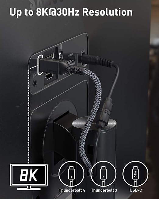 Maxonar 10FT Thunderbolt 4 Cable with 40Gbps Data Sync/240W Charging and 8K for Thunderbolt 4/3, USB4, and USB C Devices