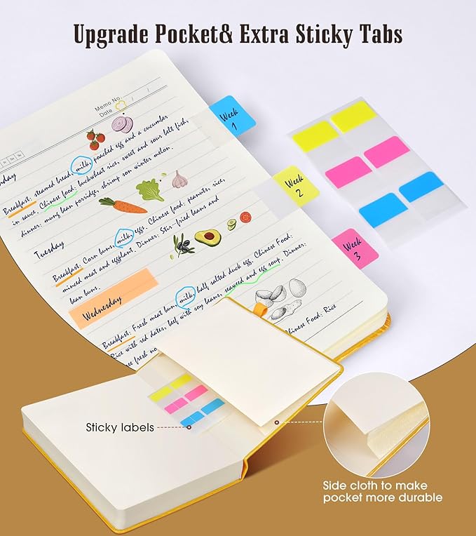 Lined Journal, 365 Pages A4 Large Hardcover Leather Notebook for Women Men, Daily Writing for Work, Note Taking, 100Gsm Thick Paper (8.5" x 11" Yellow)