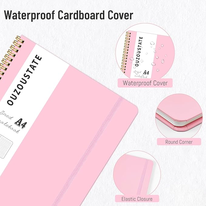 Spiral Graph Notebook 8.5” x 11”, A4 Black Grid Paper Notebook, 120 Pages 100GSM Thick Large Graphing Notebook，Hardcover Spiral Notebook Journals for Work School Engineering