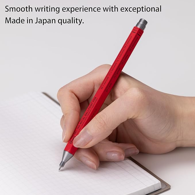 MARK'STYLE days, Gel Ink Metal Ballpoint Pen - 0.5mm Retractable Black Ink, Retro styling Light Weigh Pen, Made in Japan- Perfect for School, Office, and Journaling (White)