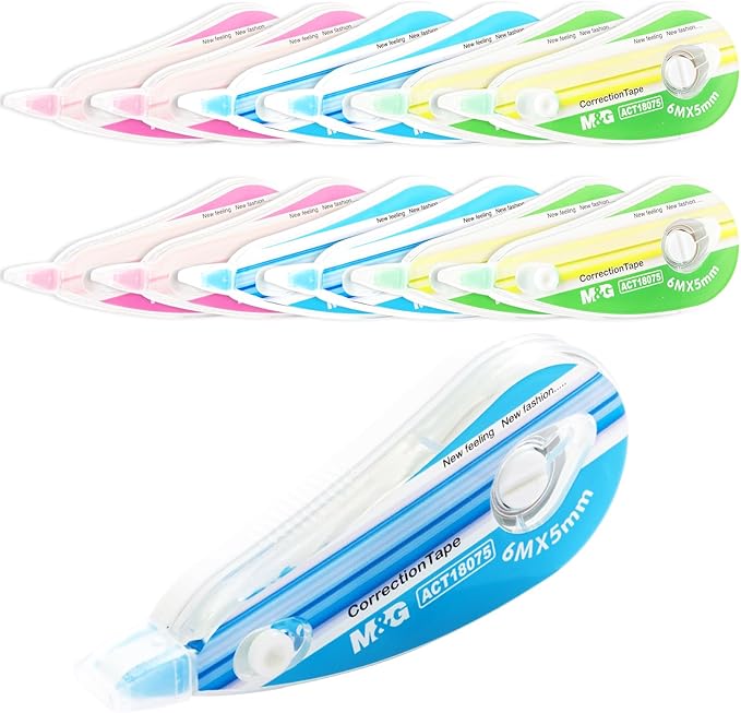 M&G 12 pack Correction Tape，19.7 feet correction tape, Easy to Use Applicator for Instant Corrections, Study Supplies and Office Products