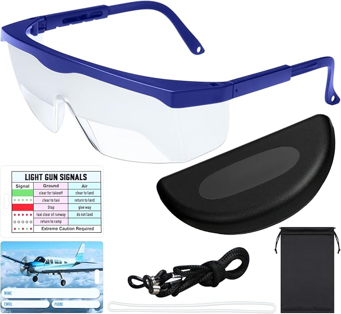Aviation Flight Training Glasses Adjustable View Limiting Goggles Device with Glasses Box and Tag (Blue)
