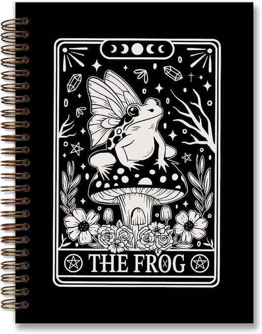 Tarot Frog Spiral Notebook,Gothic Style Skull Notebook Journal for Work Office School Teacher,Cute Notebooks for School Supplies Home Office,Black Hard Cover Journal Notebooks