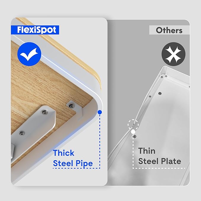 FLEXISPOT Comhar Electric Standing Desk with Drawers Charging USB Port, Height Adjustable 48" Whole-Piece Quick Install Home Office Computer Laptop Table with Storage (Maple Top + White Frame)