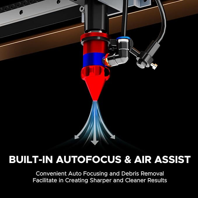 OMTech 90W CO2 Laser Engraver with Water Chiller, 28"x20" Cutting & Engraving Machine with Autofocus, Air Assist, 4-Way Pass, Autolift, RDWorks, for Wood, Glass, Acrylic & More