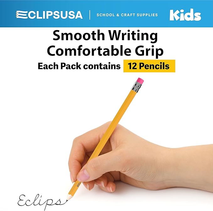 E-CLIPS USA Pencils Bulk, Pencils #2 (24 Boxes), Number 2 pencil, Pre-Sharpened Pencil Bulk, School Supplies Bulk, Office Supplies Bulk, Box May Vary, 12 Pencil Per Box (24 Boxes)