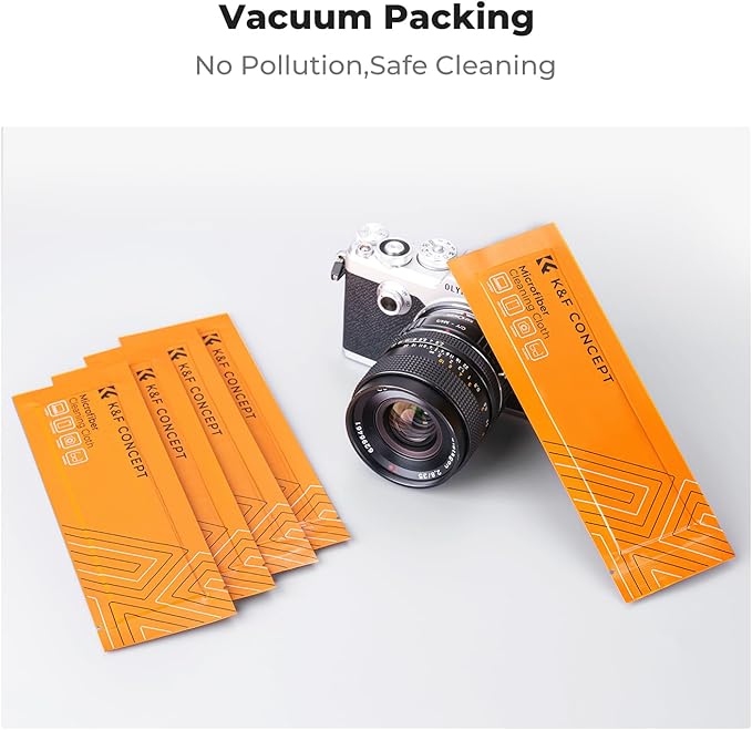 K&F Concept 10 Pack Microfiber Cleaning Cloths，Washable Reusable 6x6in Vacuum Wrapped Lint Free Glasses Cloth for Glasses, Lens, Screens & More