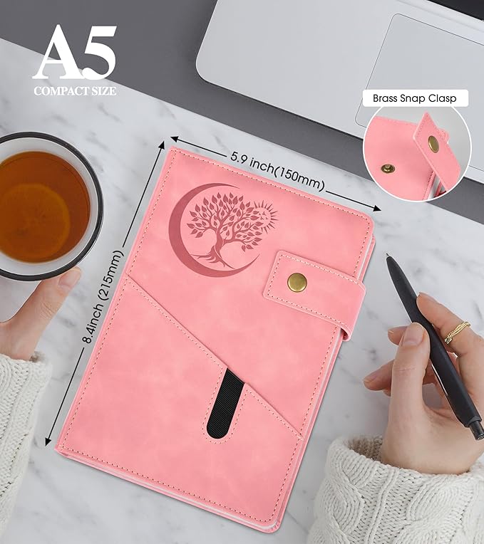 Lined Journal Notebook for Men, A5 Leather Journals for Writing Women, Hardcover Notebooks for Work,School,Note Taking,Travel,Business,Personal daily Diary,200 Page College Ruled (5.9" x 8.4")